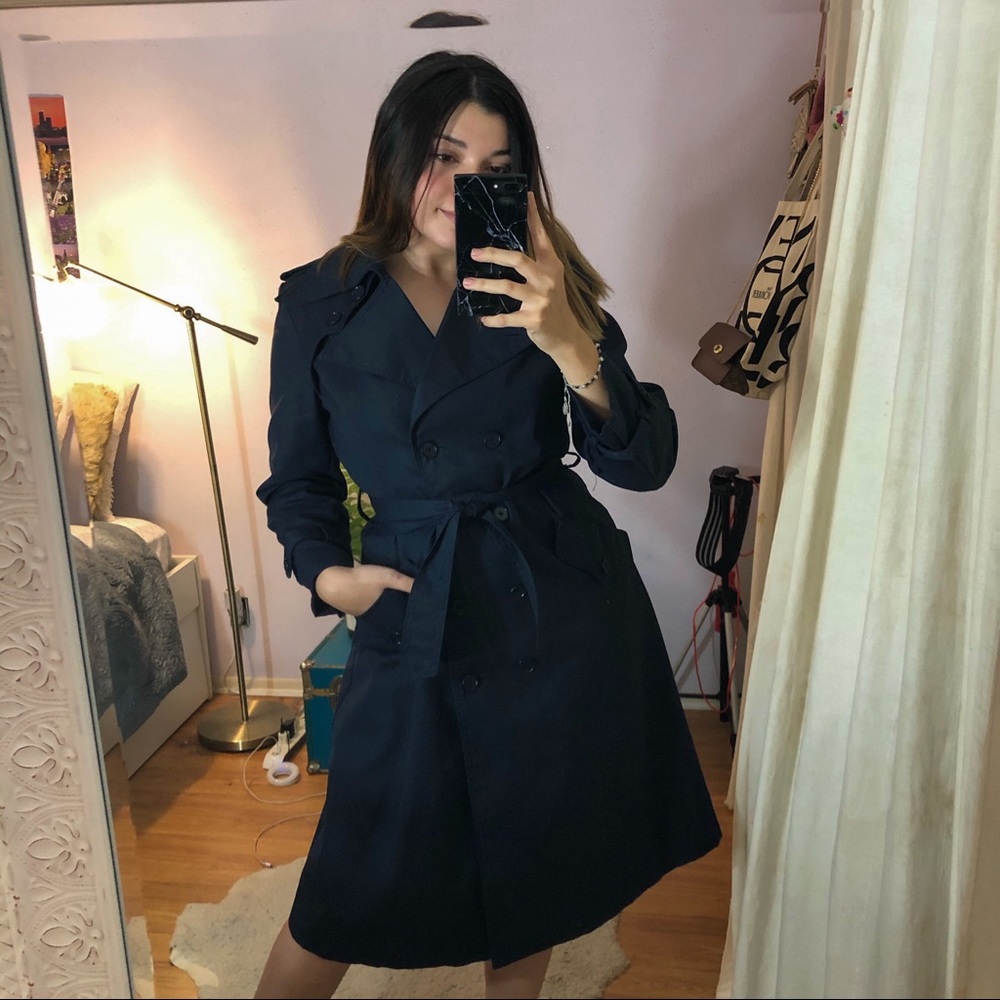 Vintage Fleet Street Navy Blue Trench Coat